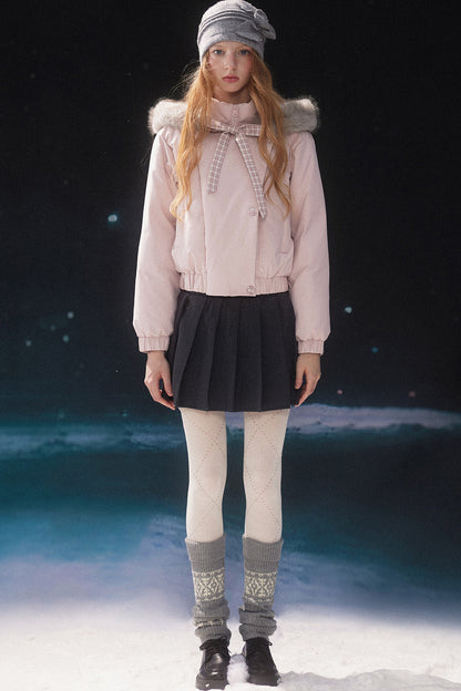Pink Fur Collar Down Jacket