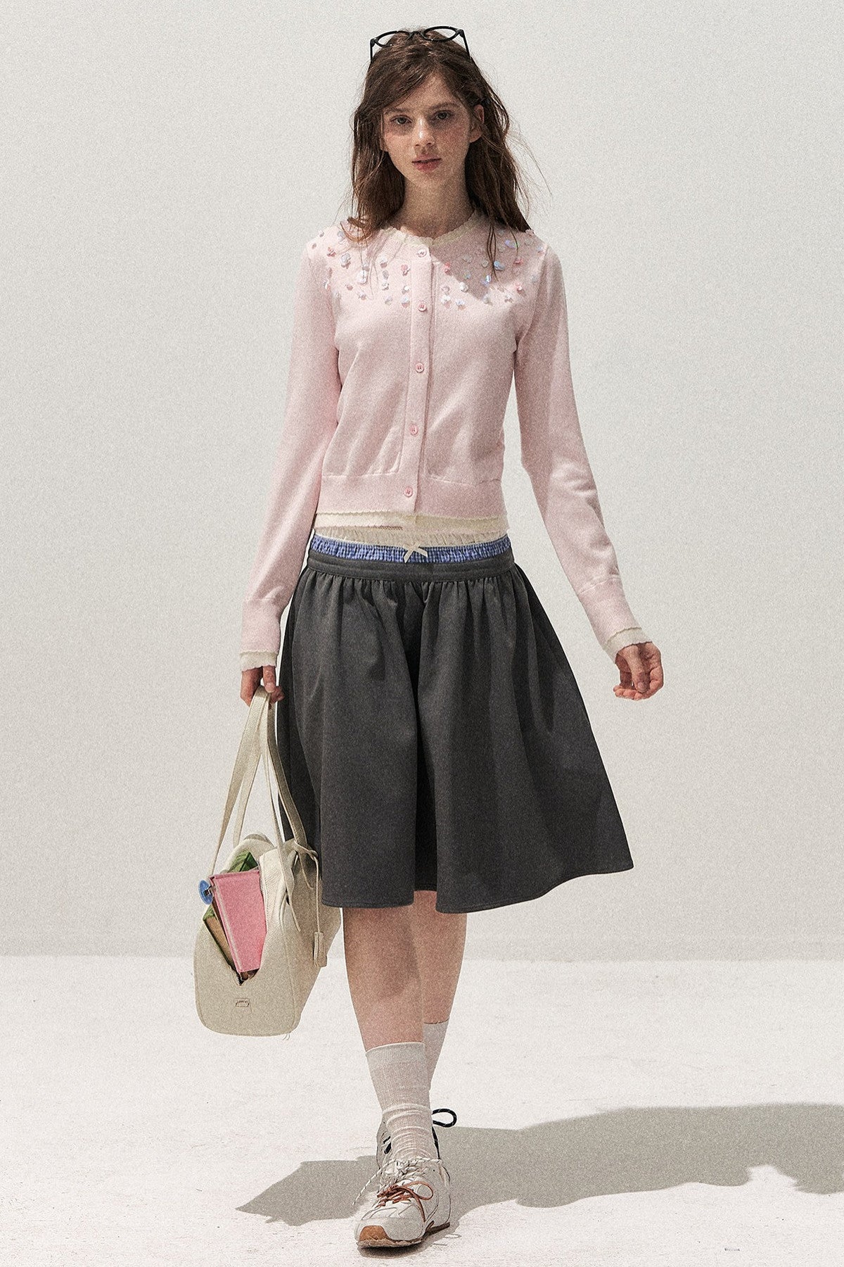 Hand-Beaded Layered-Look Cardigan