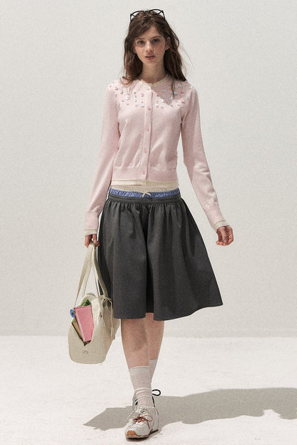 Hand-Beaded Layered-Look Cardigan