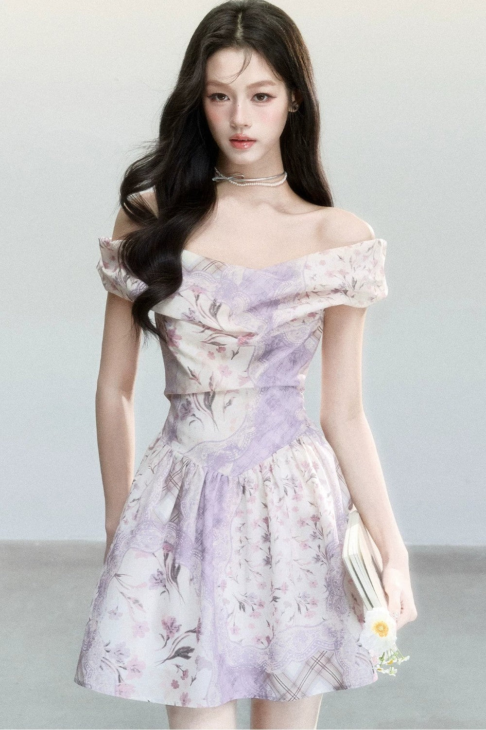 Mist Floral Off-Shoulder Dress