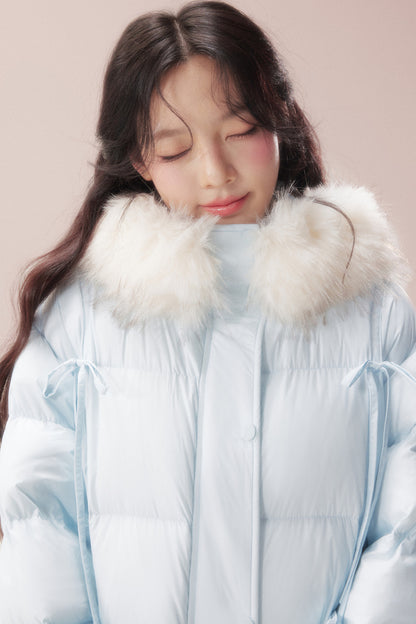 Snow Bow Fur Collar Down Jacket