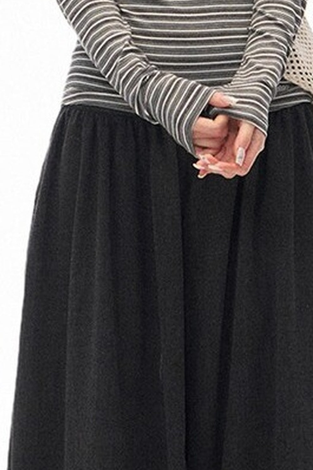 Striped Off-Shoulder Knit Top and Jeans Set-Up