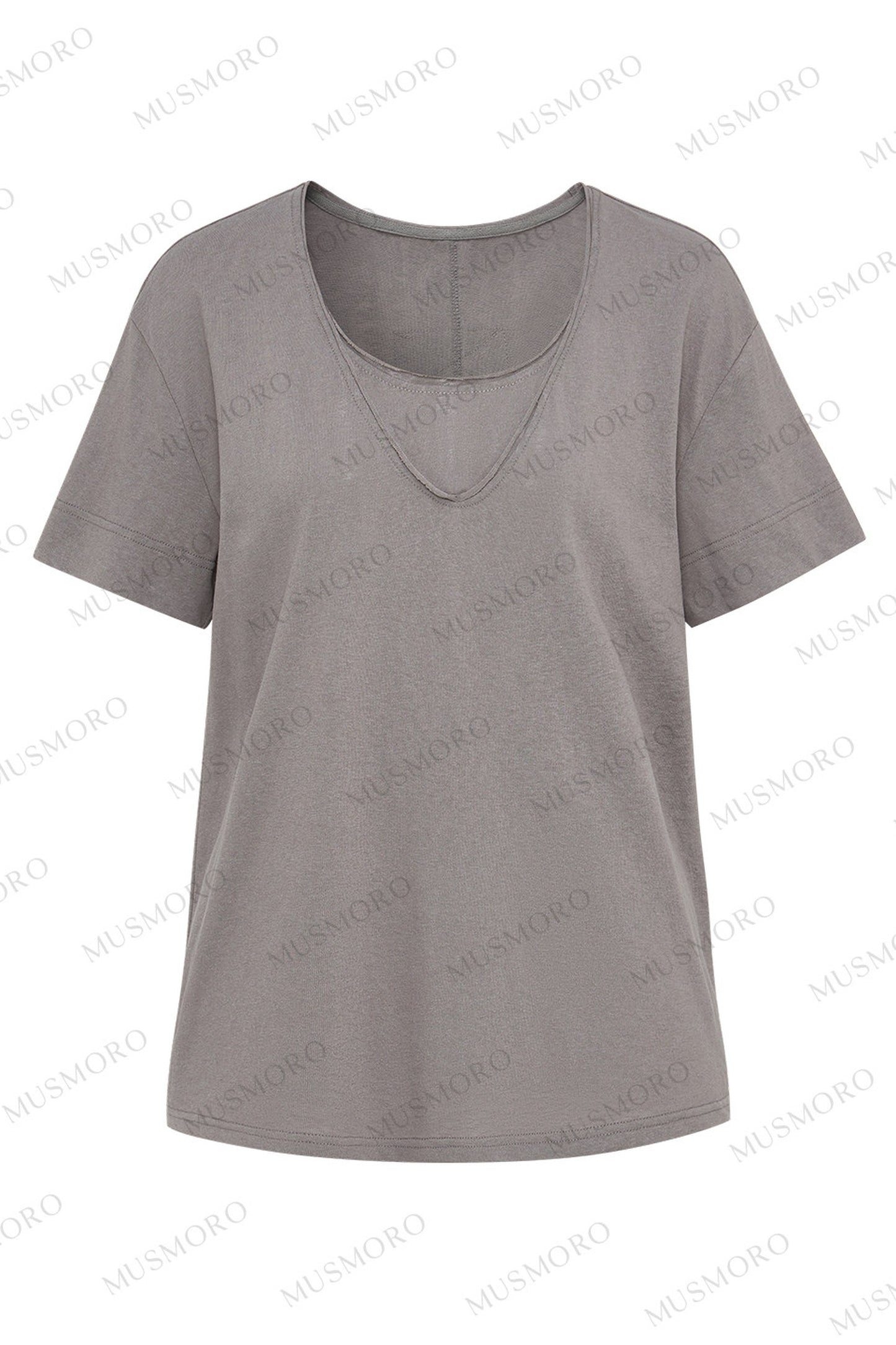 Layered-Look V-Neck Oversized Blouse