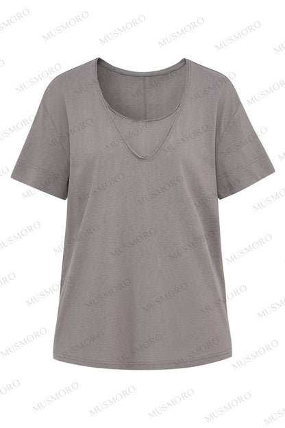 Layered-Look V-Neck Oversized Blouse
