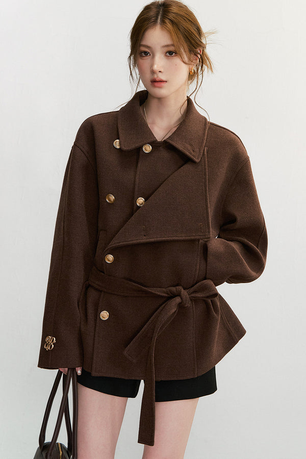 Double-Breasted Wool Blend Jacket