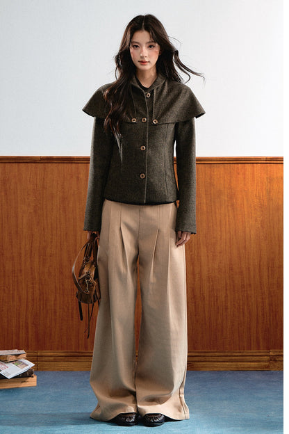 Detachable Cape Wool Coat
