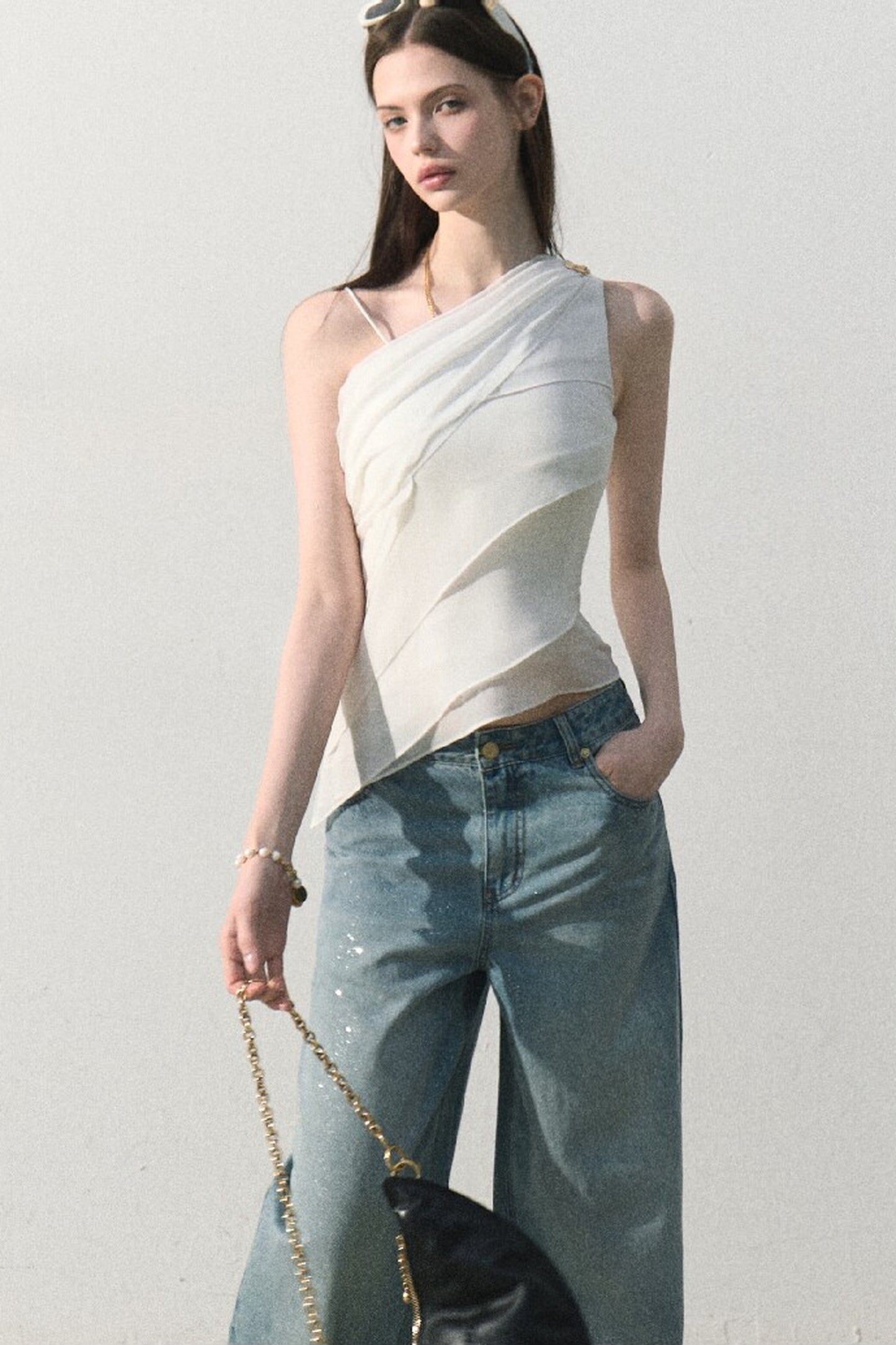 Asymmetrical Shoulder-Cut Tank Top