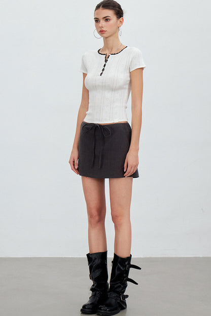 Adjustable Tie Tencel A-Line Skirt
