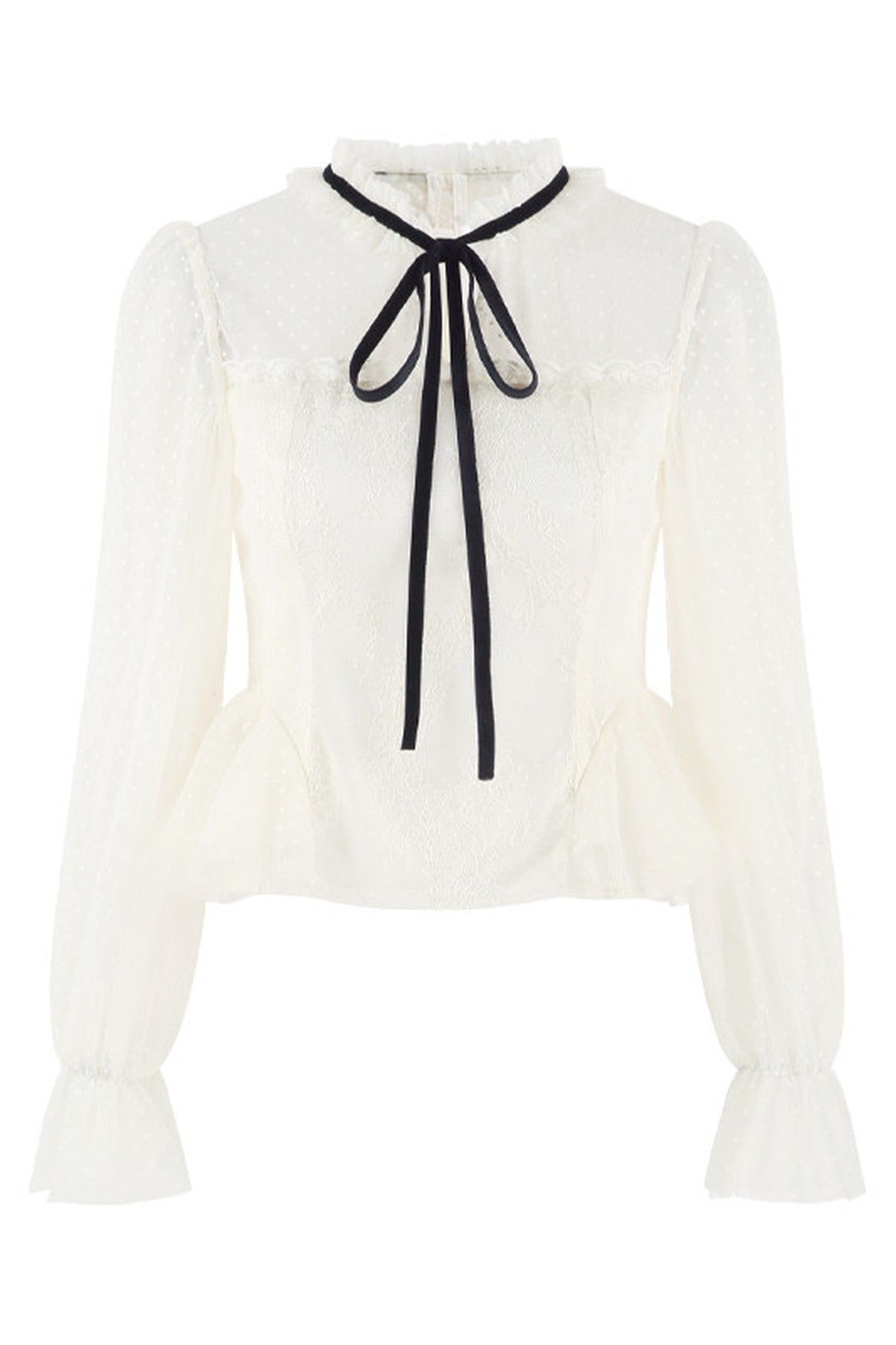 Apricot Mesh Ruffle Blouse