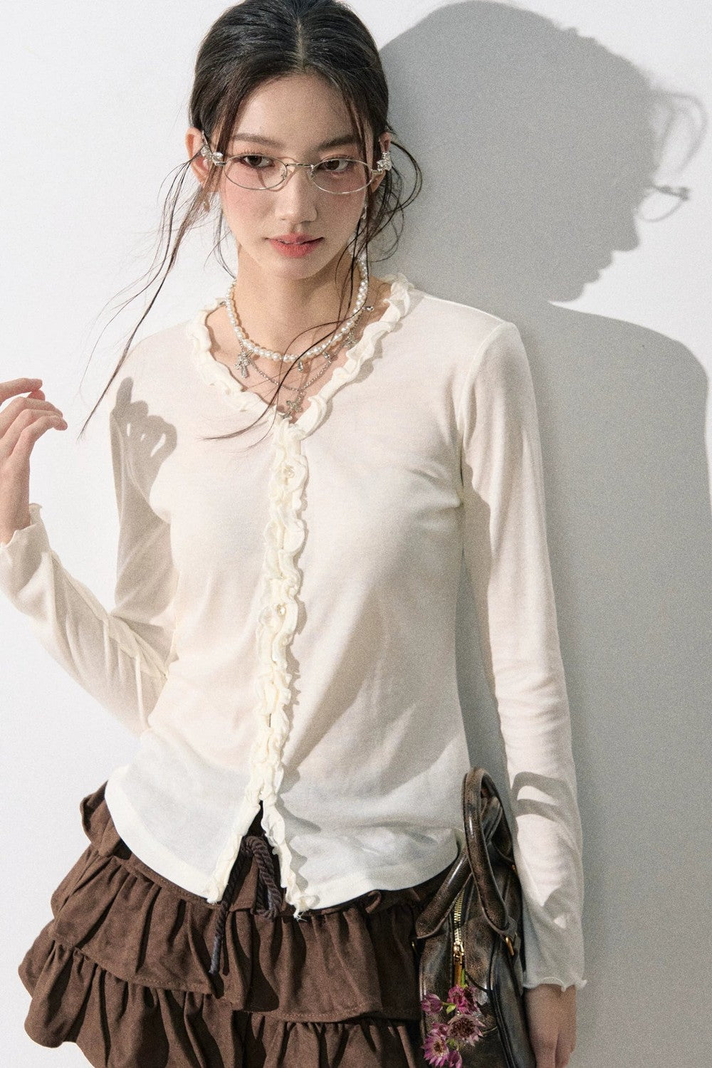 French Knit Ruffled Top