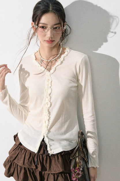 French Knit Ruffled Top