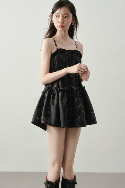 Dark Feather Striped Dress