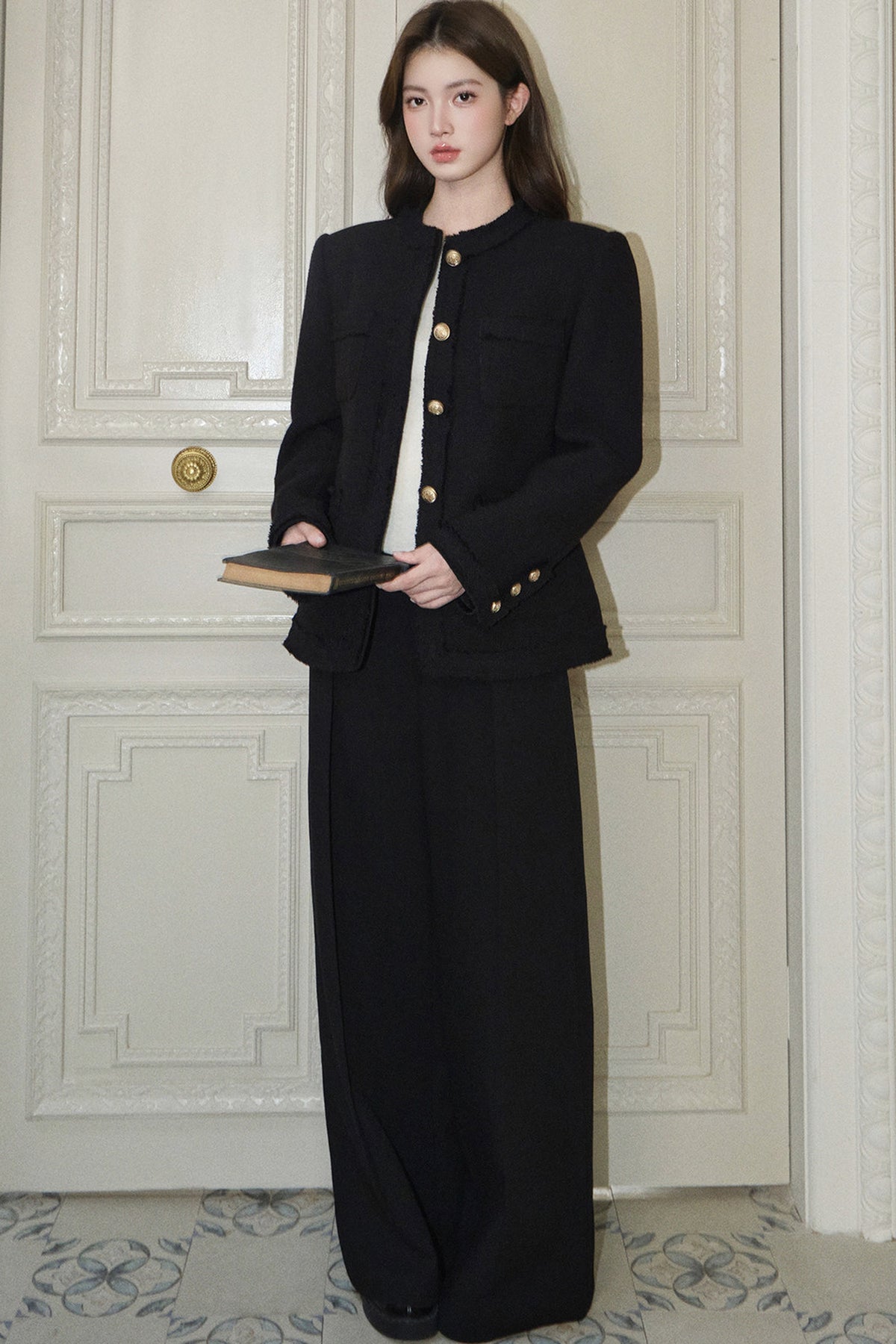 Pleated Wide-Leg Tencel Wool Pants
