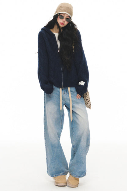 High-Waisted Straight Jeans and Jacket Set-Up