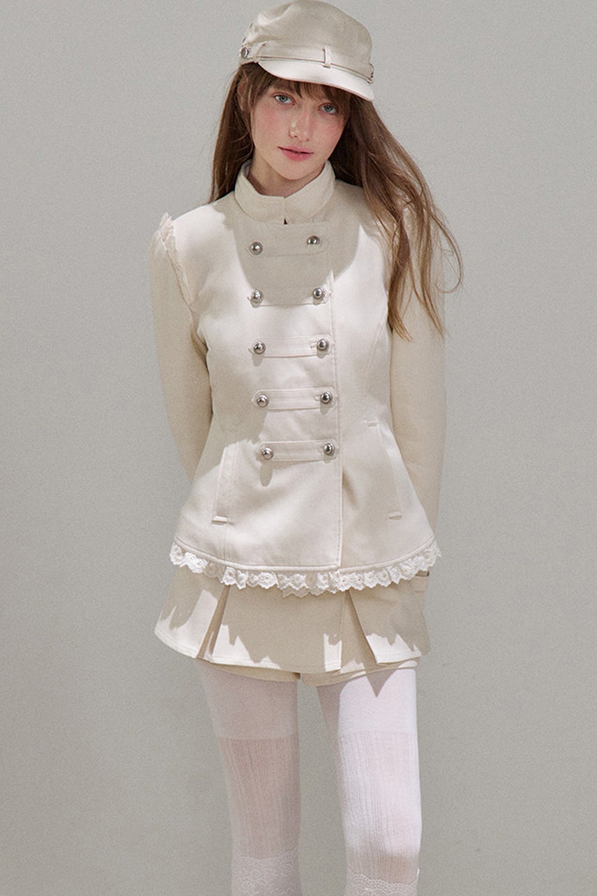 Double-Breasted Stand Collar Jacket
