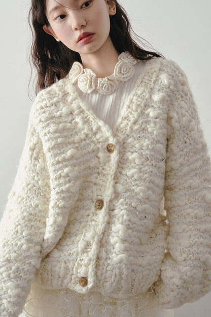 Chunky Knit Beige Cardigan