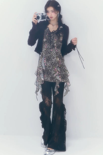 Vintage Leopard Print V-Neck Dress