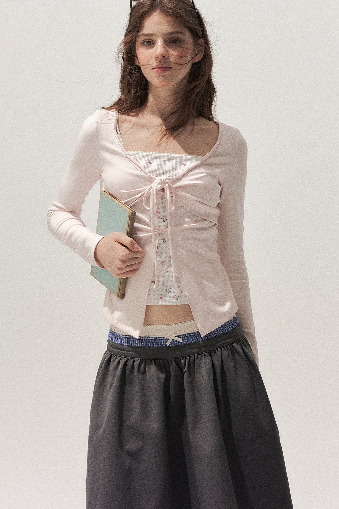 Floral Knot Tie Long Sleeve T-Shirt