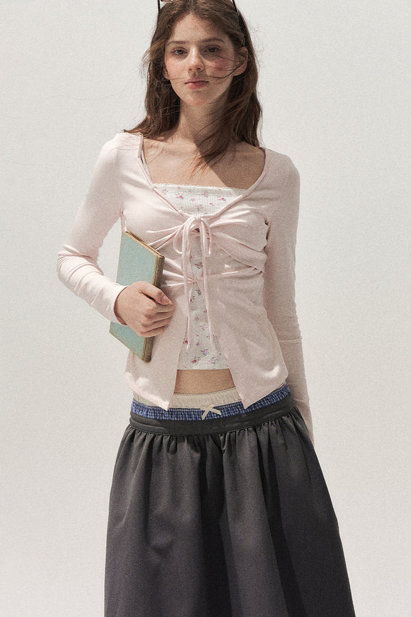 Floral Knot Tie Long Sleeve T-Shirt