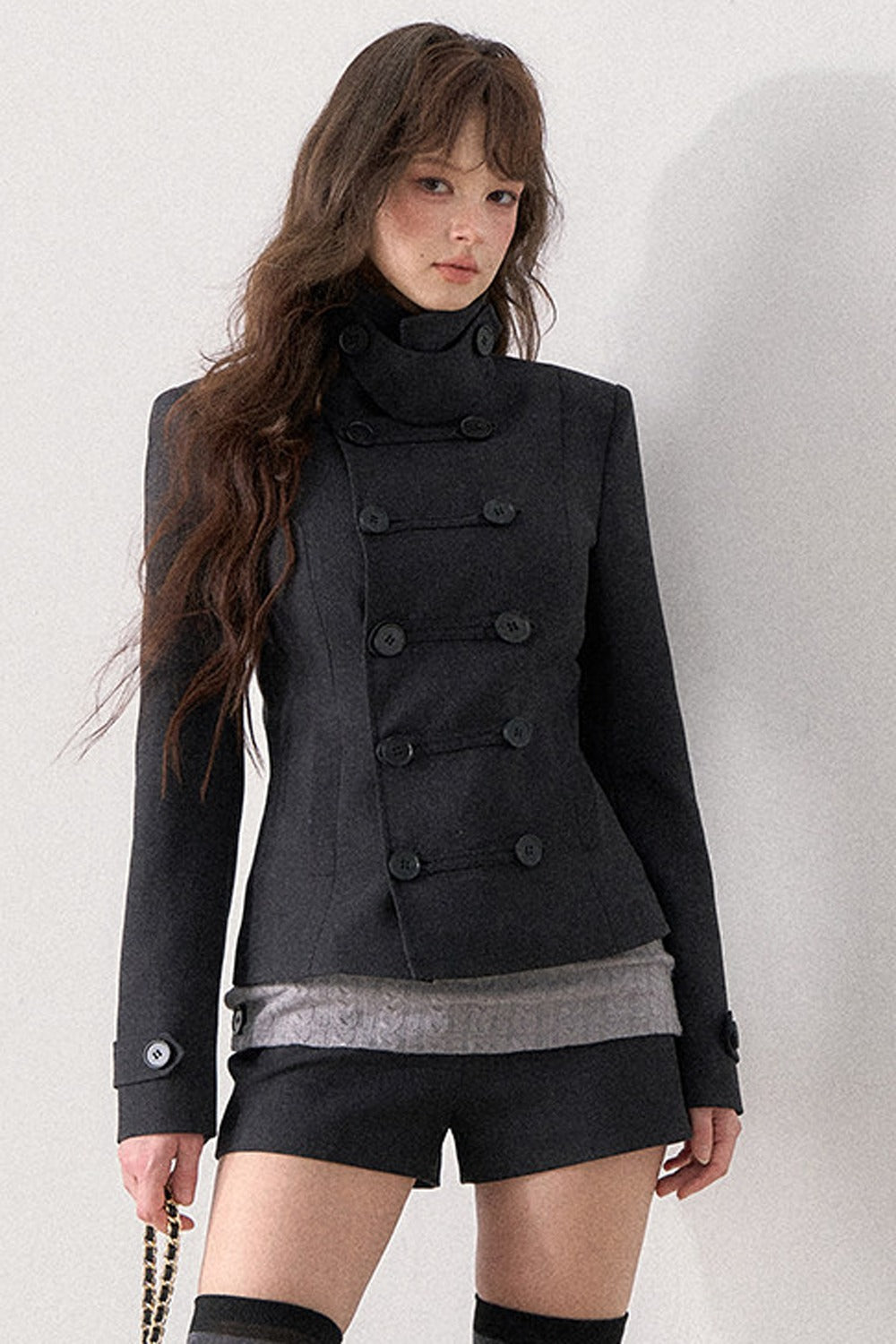 Double-Breasted Blazer and Cuffed Shorts Set