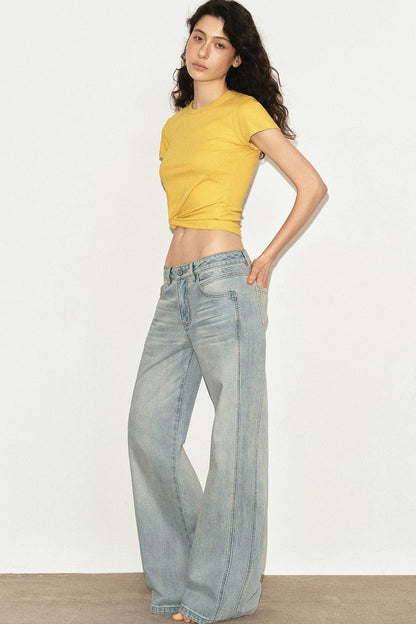 Distressed Wide-Leg Jeans