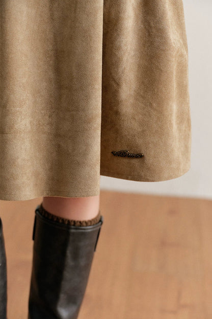 Faux Suede High-Waisted A-Line Skirt
