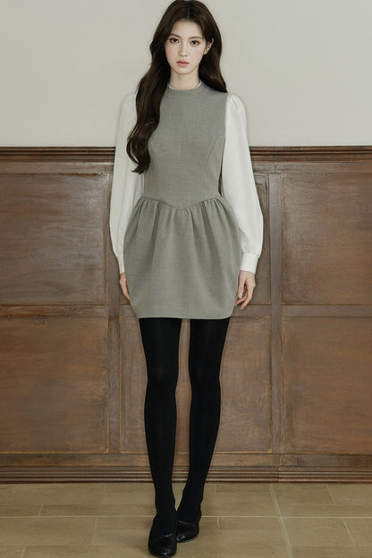 Loose Wool Blend Puff Sleeve Shirt