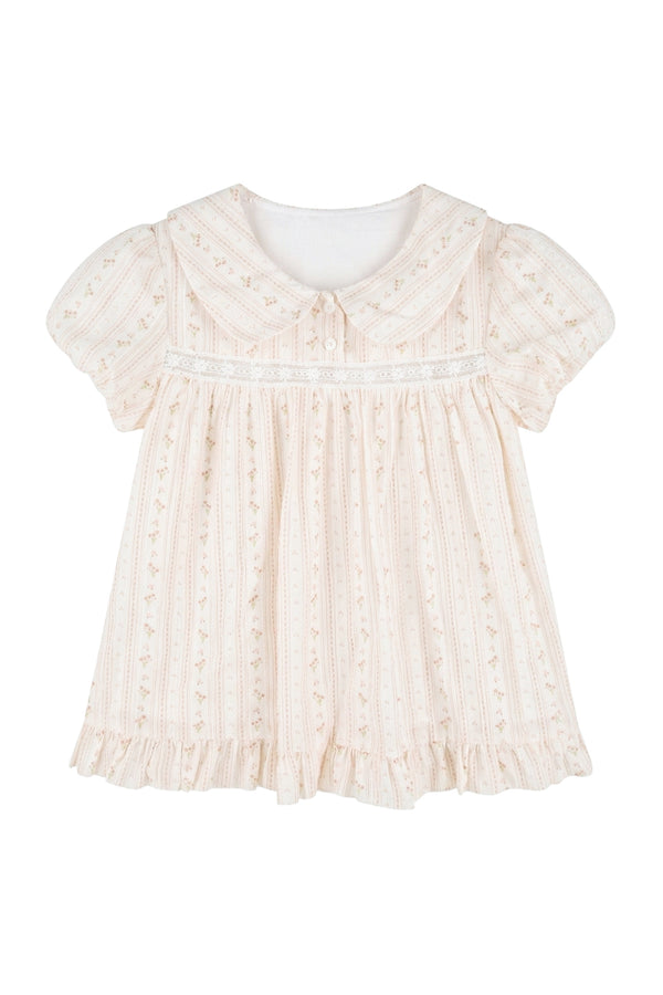 Floral Puff Sleeve Peter Pan Collar Top and Shorts Set