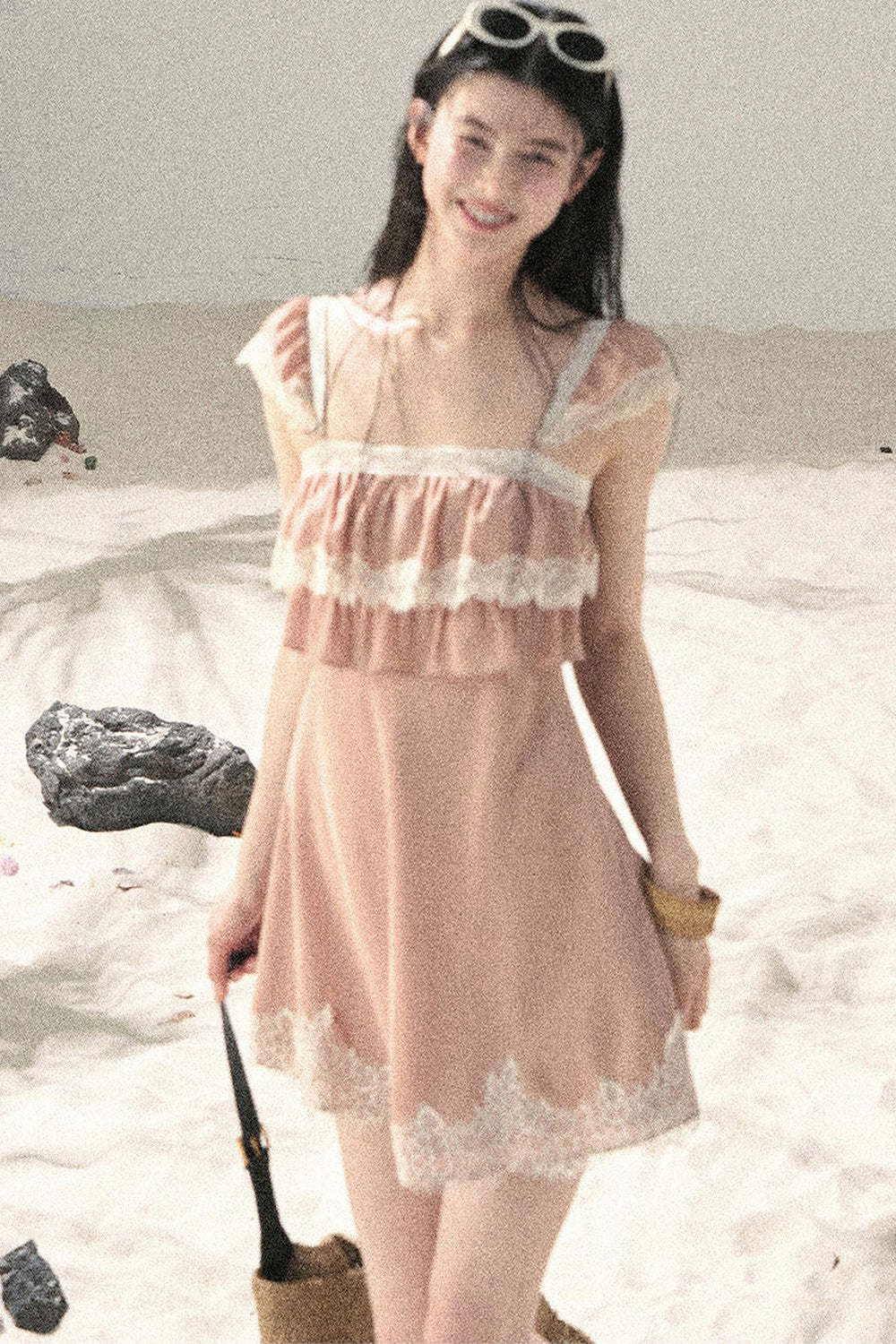 Vestido de Encaje Naranja de Chifón