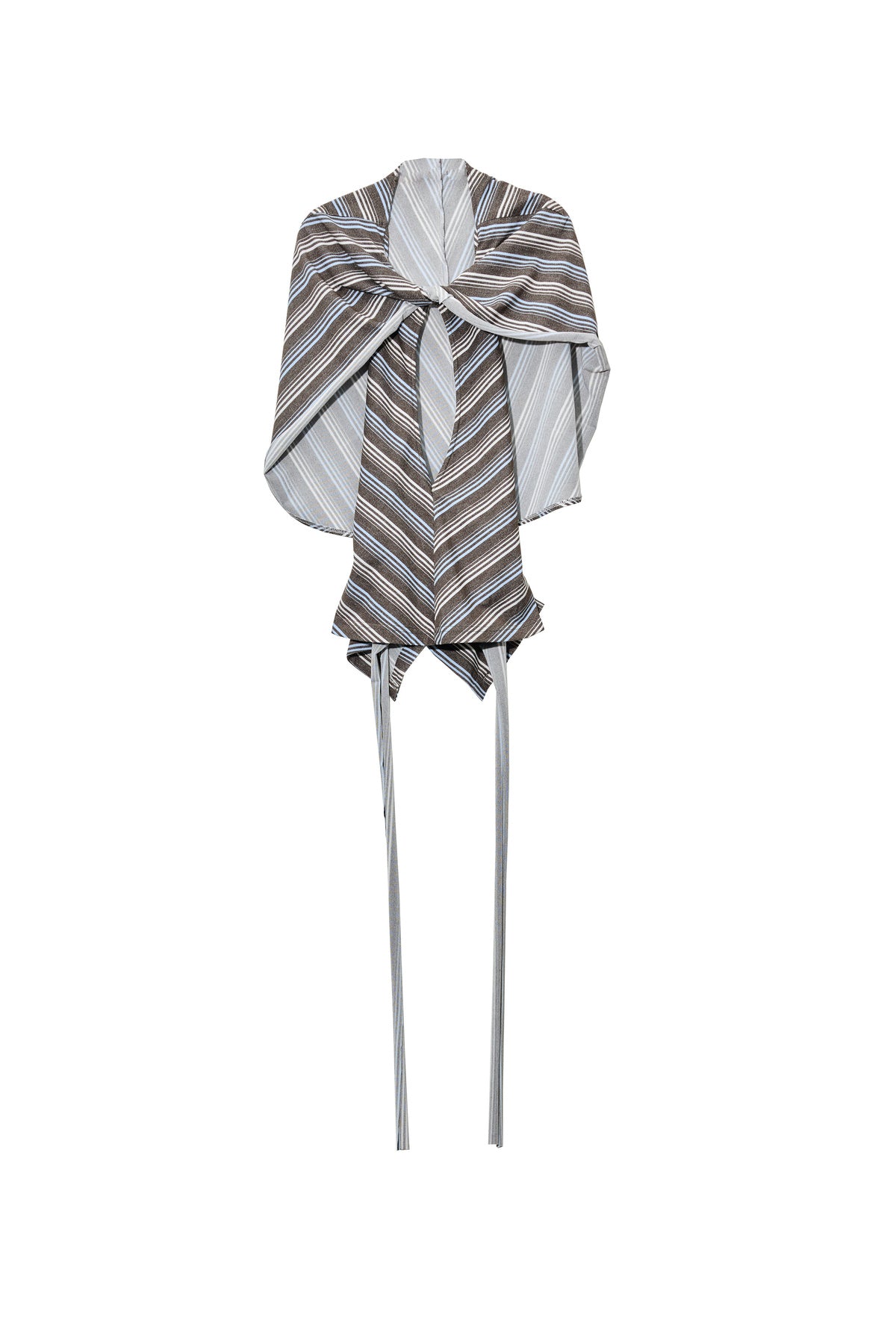 Striped Cape Shawl-Style Halter Neck T-Shirt