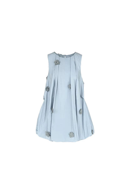 Blue Three-Dimensional Floral Dress