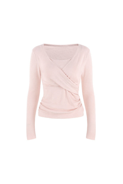 Round Neck Waist-Cinching Knit Top