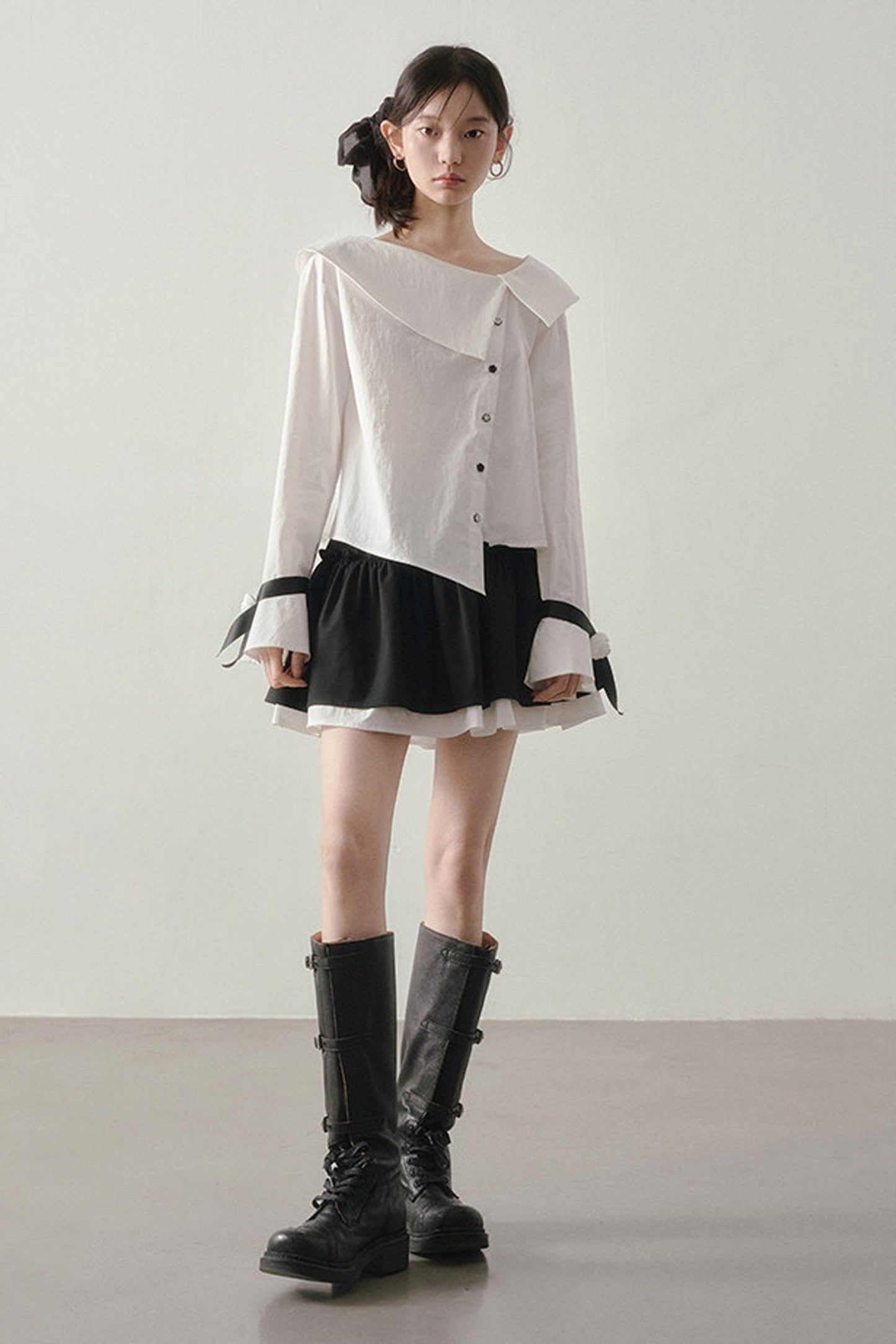Horse Hoof Sleeve Diagonal Placket Shirt