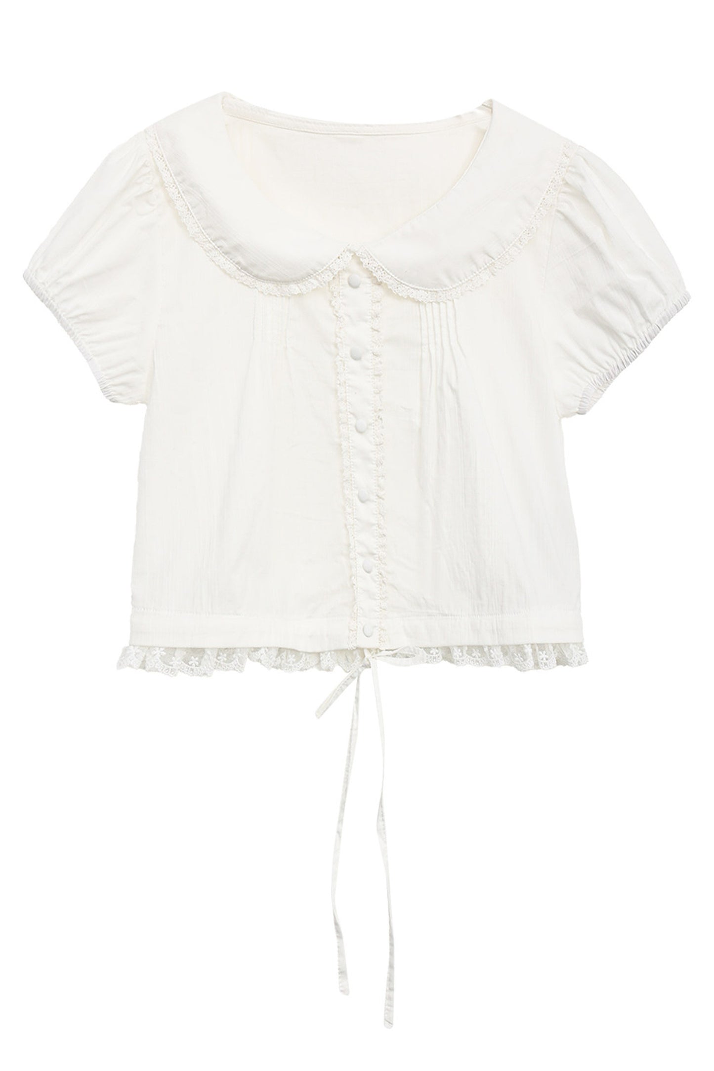 Doll Collar Lace Puff Sleeve Blouse