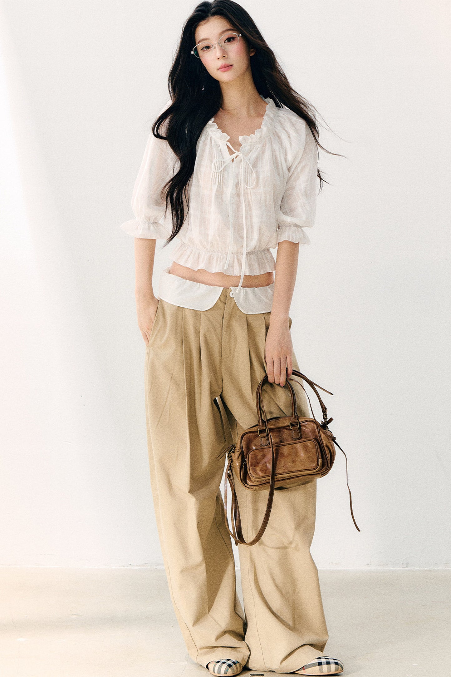 Wave Pleat Chiffon Top
