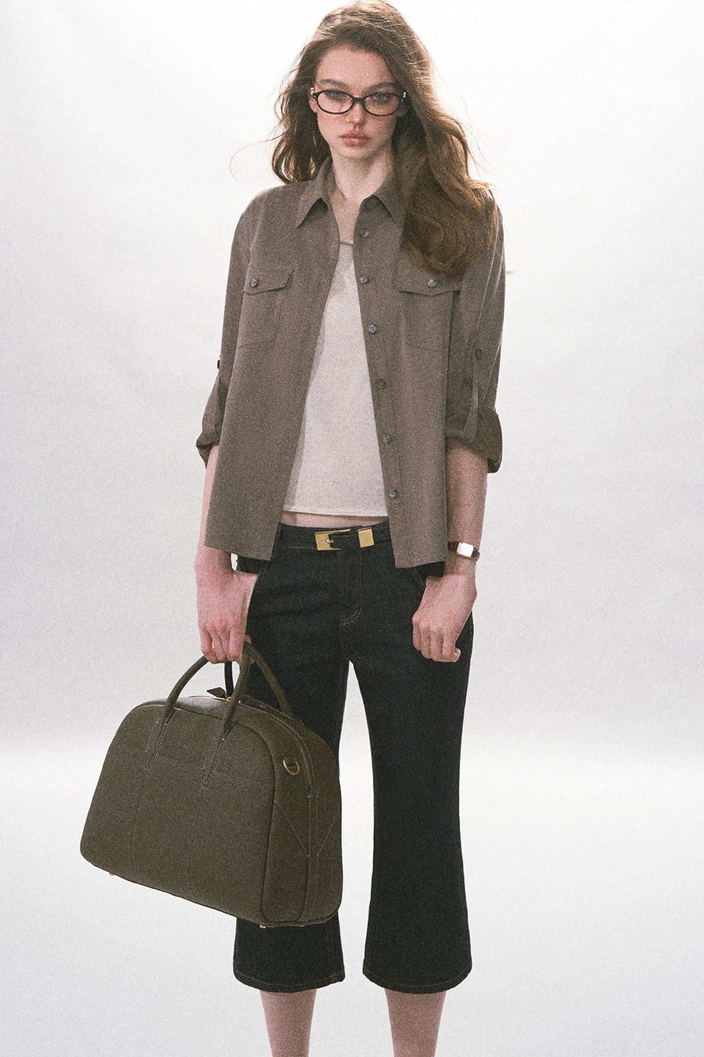 High-Waist Straight-Leg Washed Jeans