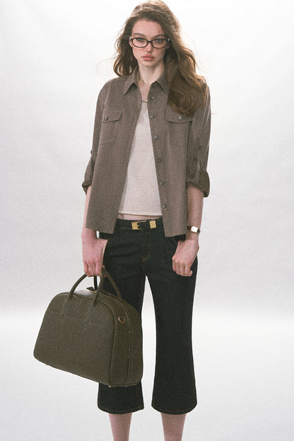 High-Waist Straight-Leg Washed Jeans