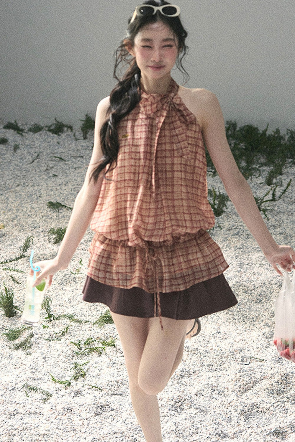 Maple Red Plaid Halter Top