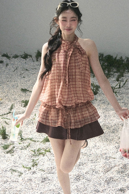 Maple Red Plaid Halter Top