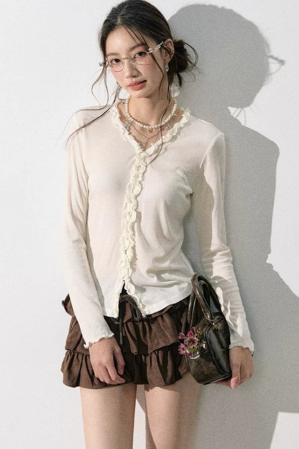 French Knit Ruffled Top