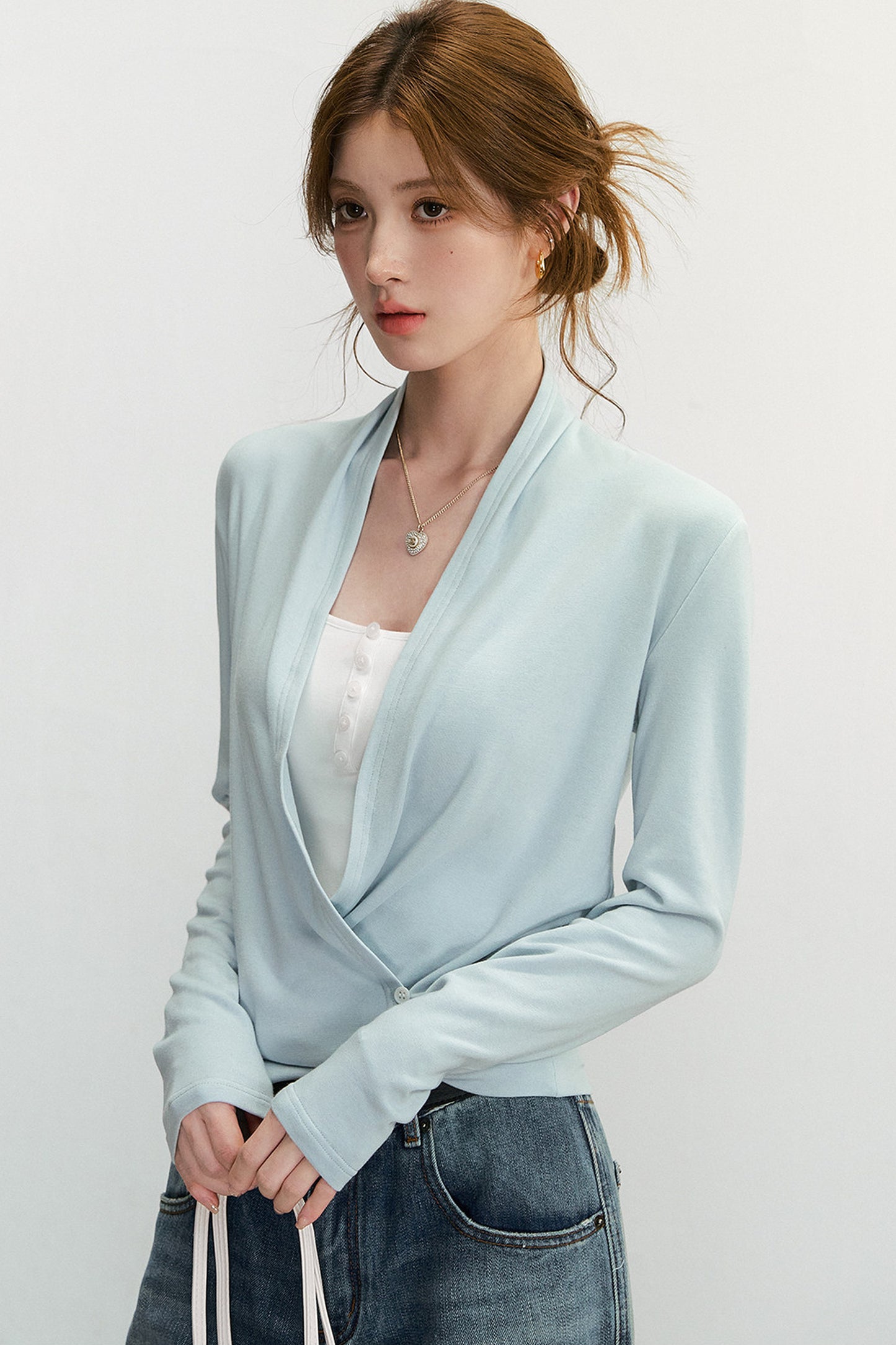 Cross V-Neck Knit Top and Camisole Set