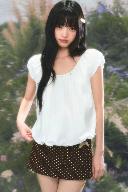Retro Puff Sleeve Babydoll Blouse