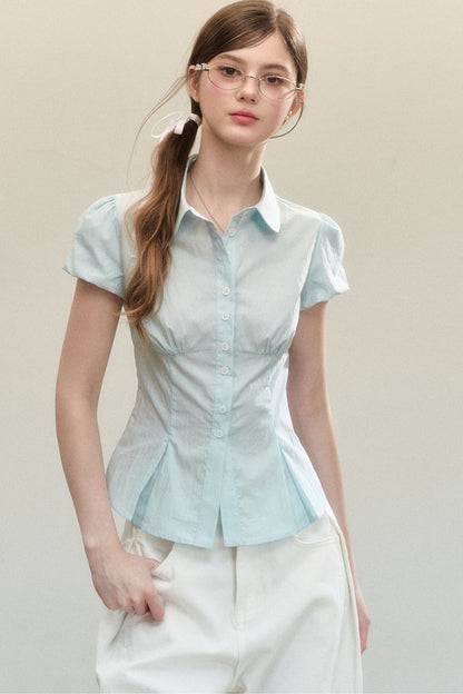 Blue Short-Sleeved Shirt