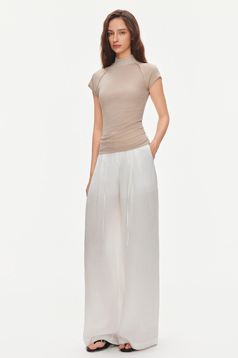 Bluse mit Flatterärmeln und Raffungen aus Lyocell-Seidenmischung