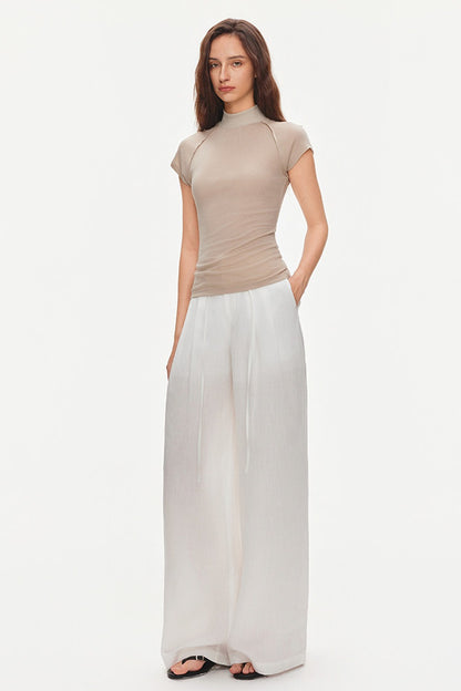 Bluse mit Flatterärmeln und Raffungen aus Lyocell-Seidenmischung