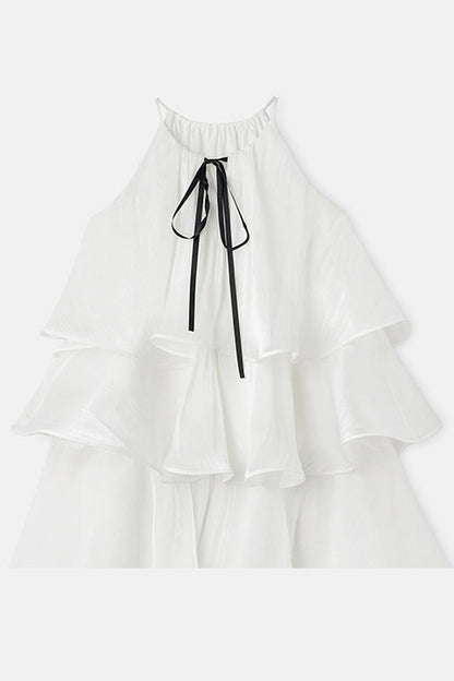 White Layered Halter Dress