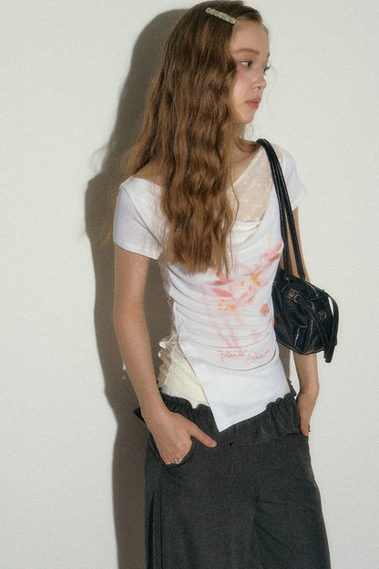 Sakura Asymmetrical Lace Top