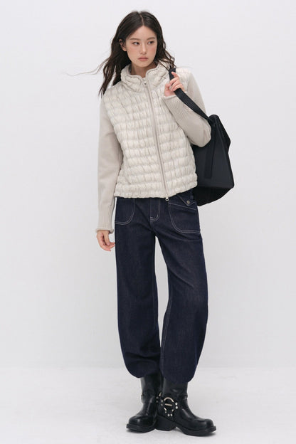 Knit Spliced Quilted Down Jacket