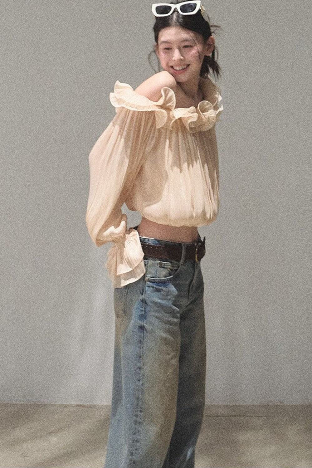 Off-Shoulder Lantern Sleeve Blouse