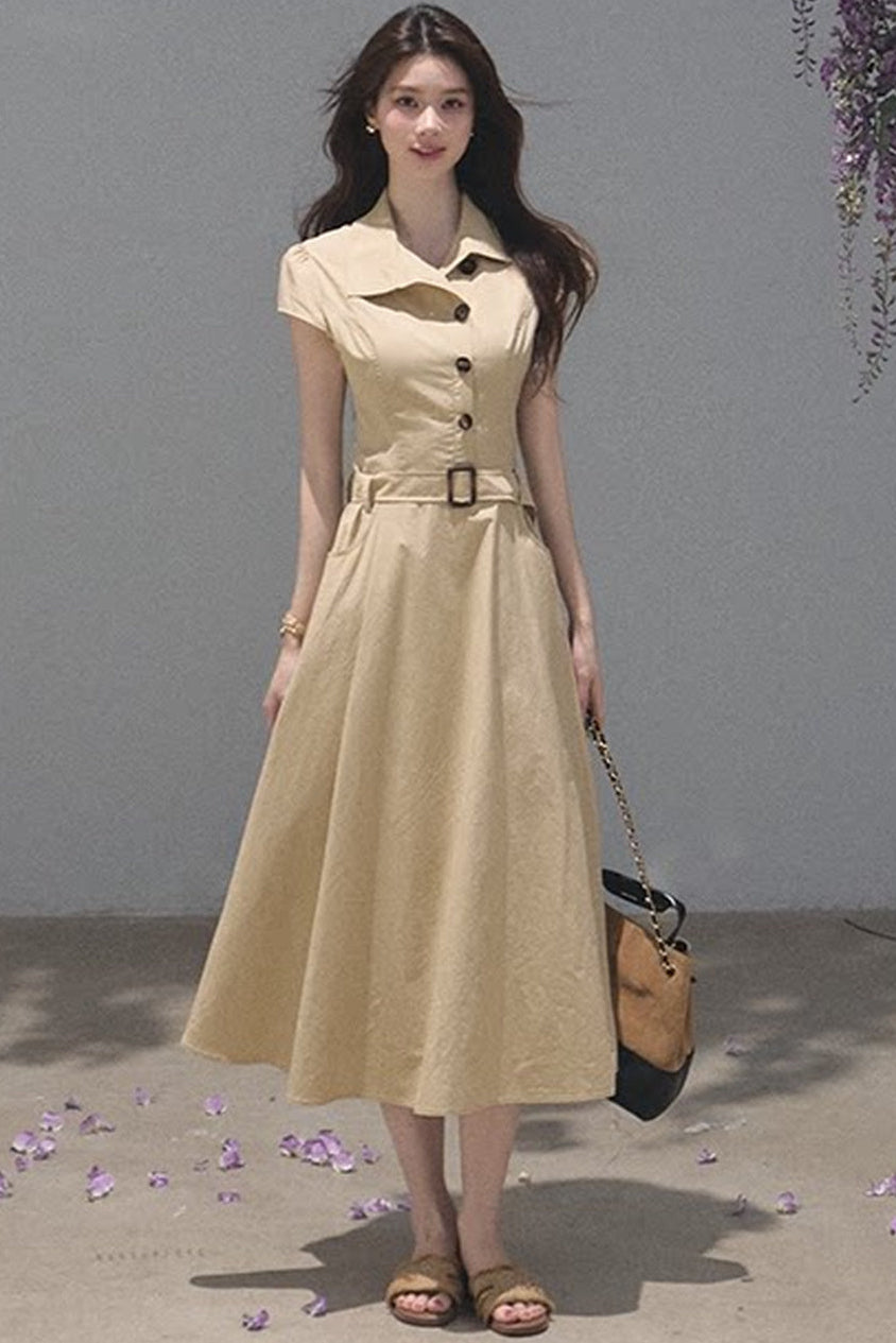 Lyocell Short-Sleeved Shirt Dress